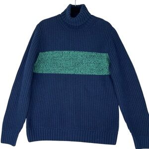 Abercrombie Chunky Turtleneck Colorblock Navy Blue Green Sz M Men’s